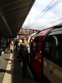 Train on railroad station platform