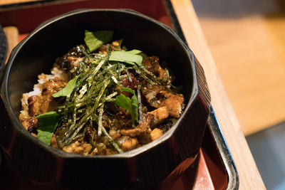 High angle view of food in bowl