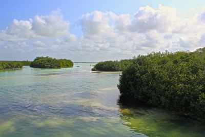 Scenic view of lake against sky