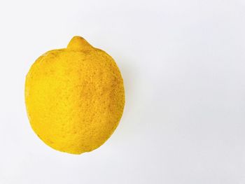 High angle view of apple against white background