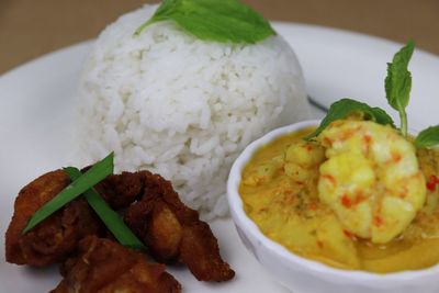 Close-up of food served in plate