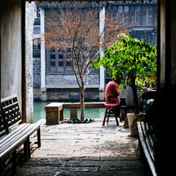 Man and woman on table