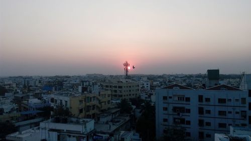 City against sky during winter