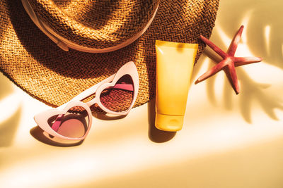 High angle view of sunglasses on table
