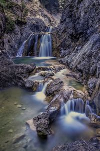 Scenic view of waterfall