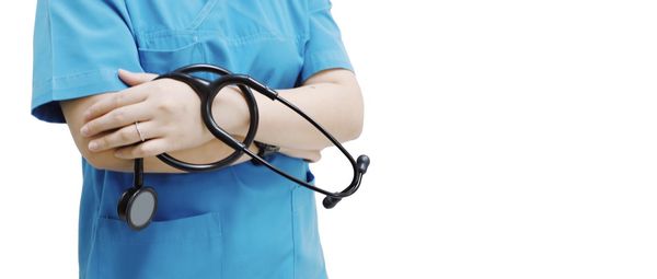 Midsection of man holding eyeglasses against white background