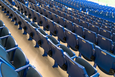 High angle view of empty chairs