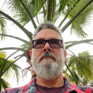 Portrait of man with palm tree