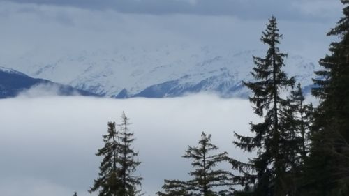 Scenic view of snow mountains against sky