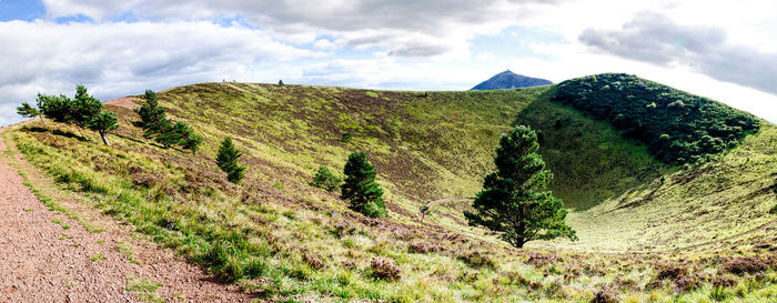 Scenic view of land against sky