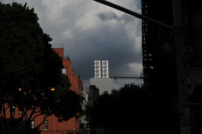 Buildings in city at dusk