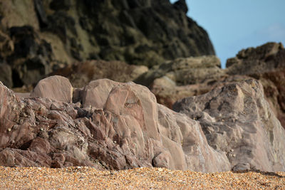 Low angle view of rock formations