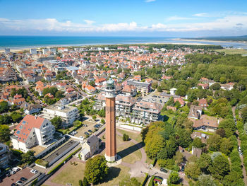 High angle view of townscape against sky
