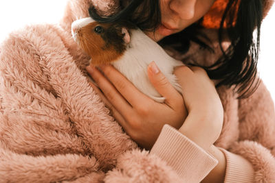 Close-up of woman with dog