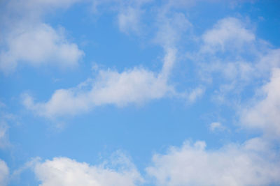 Low angle view of clouds in blue sky