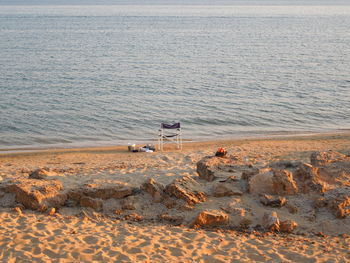 High angle view of beach against sky