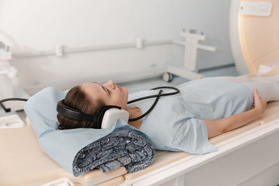 Medical ct or mri scan with a patient in the modern hospital laboratory. 