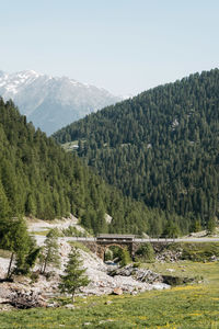 Scenic view of landscape and mountains against sky