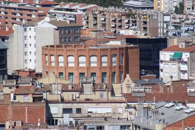 High angle view of residential district at gerona