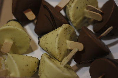 High angle view of bread in plate