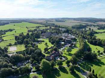 High angle view of townscape against sky