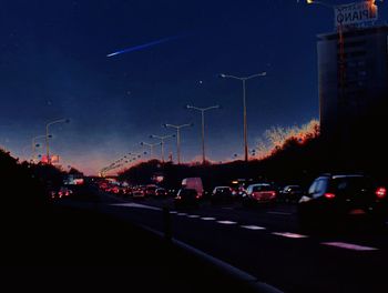 Cars moving on road at night