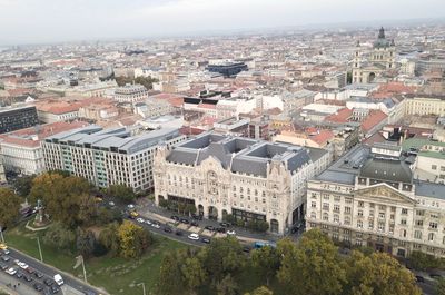 High angle view of townscape against sky