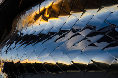 Low angle view of flags against sky during sunset