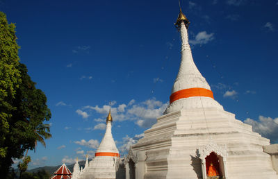 Low angle view of pagoda against sky