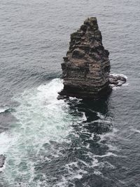 High angle view of rock formation in sea