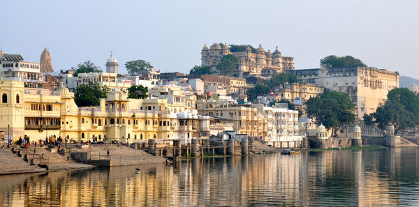 People and buildings at ghat