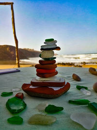 Stack of pebbles on beach