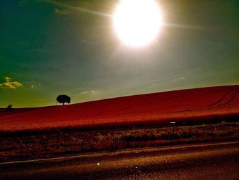 Scenic view of field against sky during sunset