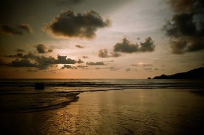 Scenic view of sea at sunset