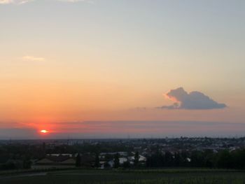 Scenic view of field against sky during sunset