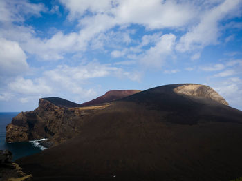 Scenic view of volcanic landscape against sky