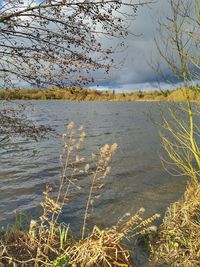 Scenic view of lake against sky