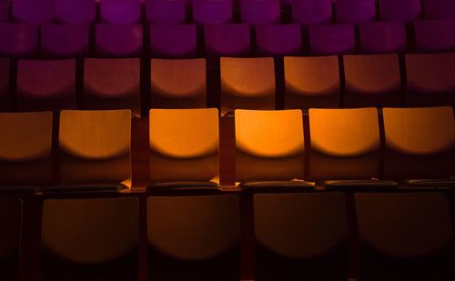 Full frame shot of empty seats in auditorium