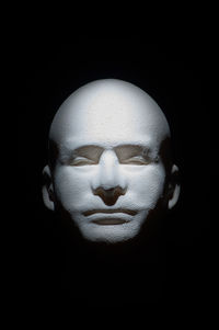 Close-up of human face against black background
