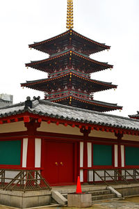 Low angle view of pagoda against sky