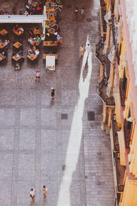 High angle view of footpath by building