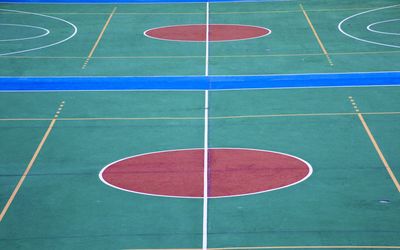 High angle view of tennis court