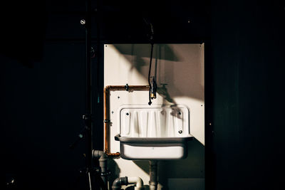 Sunlight falling on sink in bathroom