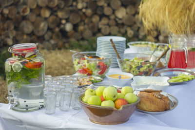 Fruits and vegetables on table