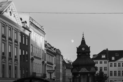 Low angle view of buildings against clear sky