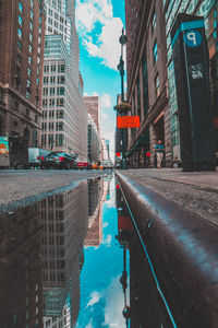 Reflection of buildings in city