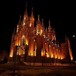 Illuminated temple at night