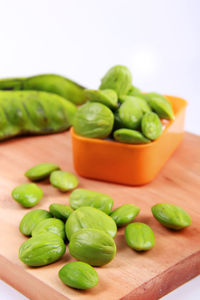 Close-up of chopped vegetables on cutting board