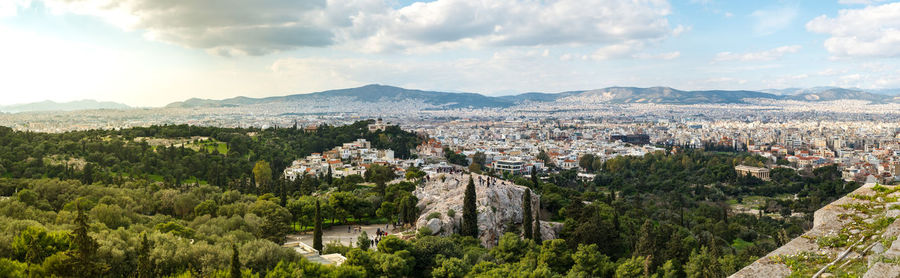 Athens, greece - february 13, 2020. panoramic view over the athens city