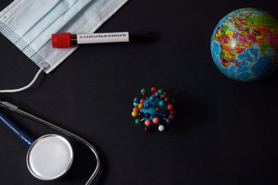 High angle view of multi colored pencils on table